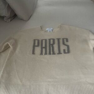 Magaschoni Cream Sweater with Gray Text